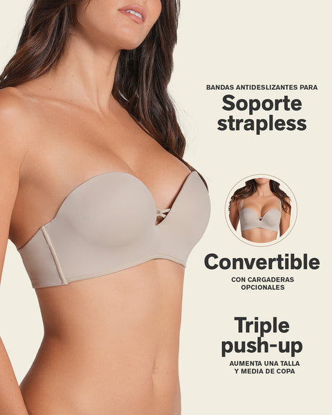 Sostén WOW de triple realce ideal como strapless#color_444-azul
