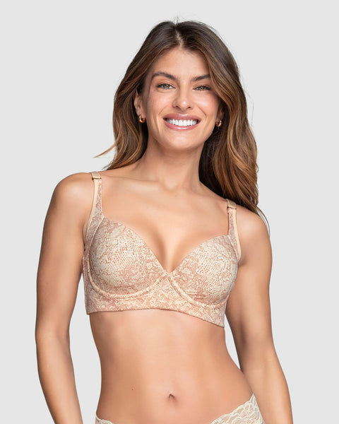 Sostén de realce suave y cubrimiento alto en sisa y espalda Cover Bra#color_b96-estampado-piton