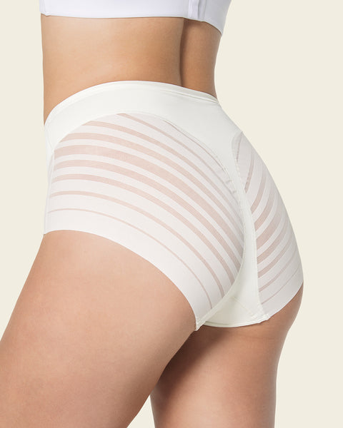 Calzón faja clásico con control moderado de abdomen y bandas en tul#color_000-blanco