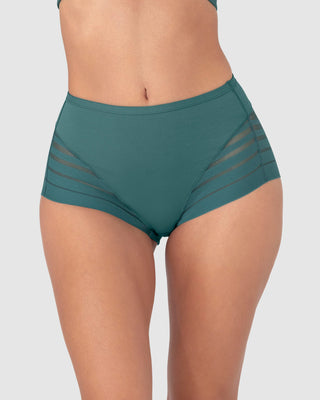 Calzón faja clásico con control moderado de abdomen y bandas en tul#color_613-verde-oscuro
