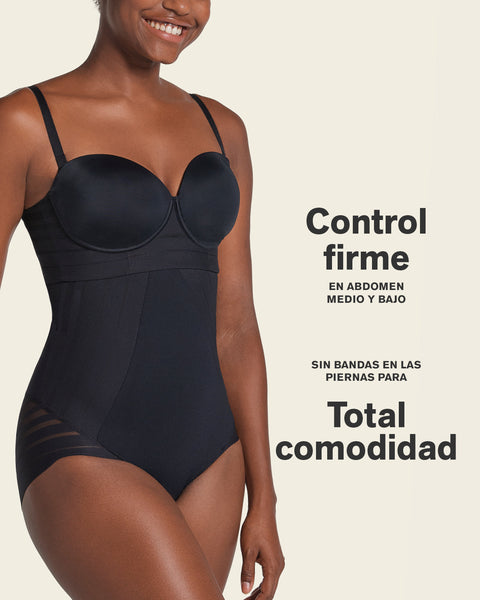 Calzón faja busto libre de control fuerte con encaje en bandas#color_700-negro