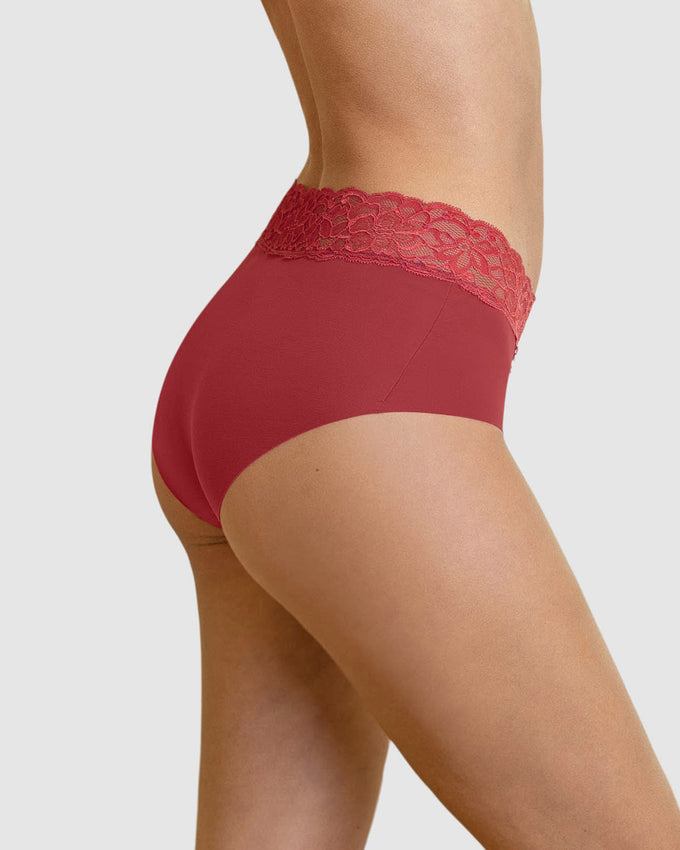 Calzón pantaleta en tela ultraliviana con franja de encaje#color_336-rojo-oscuro