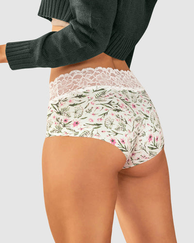 Panty hipster en tela ultraliviana con franja de encaje#color_a67-marfil-mini-print