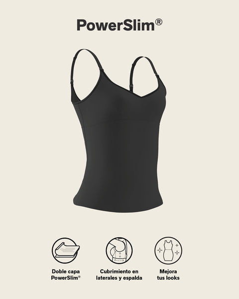 Camiseta de control de abdomen y espalda una figura moldeada al instante#color_700-negro