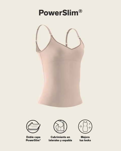 Camiseta de control de abdomen y espalda una figura moldeada al instante#color_802-cafe-claro