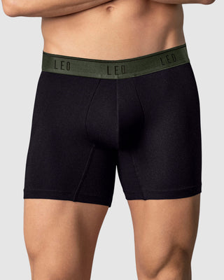 Bóxer medio diseño ergonómico ultrafresco y cómodo en microfibra#color_496-negro-elastico-verde