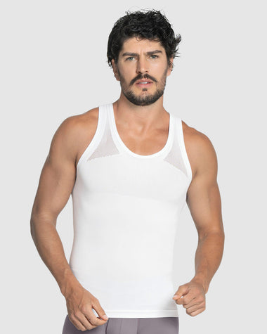 Camiseta ajustada para hombre de compresión suave#color_000-blanco