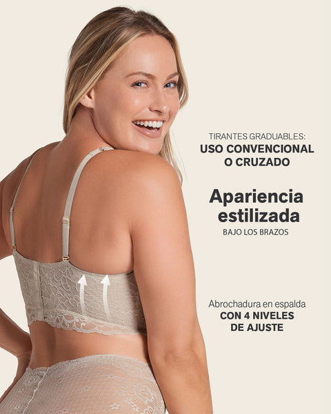 Sostén tipo bustier sexy support con cubrimiento de espalda#color_802-cafe-claro