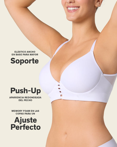 Brasier memory bustier triangular de realce alto y buen cubrimiento#color_000-blanco