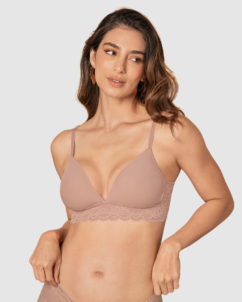 Sostén ultracómodo con encaje en la base y espalda Comfy Bra#color_811-habano
