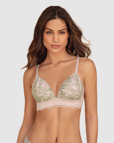 Sostén ultracómodo con encaje en la base y espalda Comfy Bra#color_827-estampado-hojas