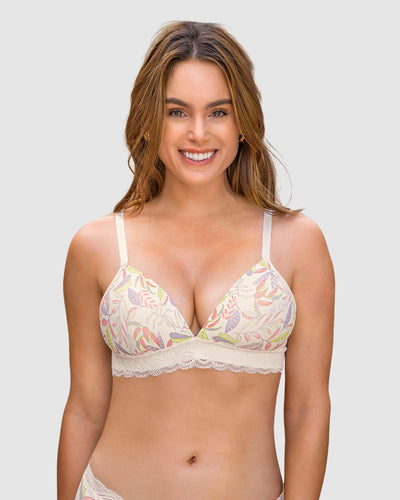 Sostén ultracómodo con encaje en la base y espalda Comfy Bra#color_a52-marfil-estampado