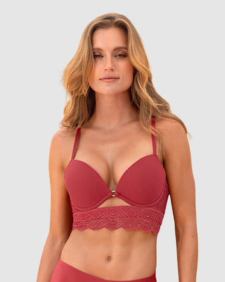 Sostén doble realce con escote profundo en espalda Sexy Back#color_391-rojo-coral