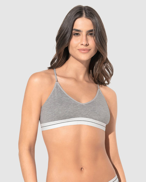 Top en algodón jaspe con breteles graduables#color_288-gris-jaspe
