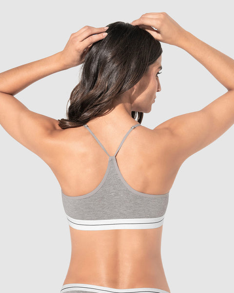 Top en algodón jaspe con breteles graduables#color_288-gris-jaspe