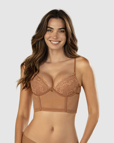 Bustier en encaje con transparencias en la base y espalda#color_206-ocre