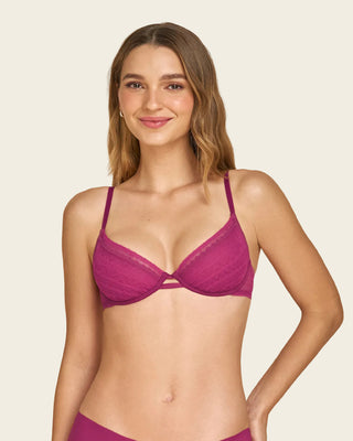 Bralette con arco en encaje liviano y suave#color_455-morado-osc