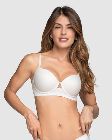 Sostén de realce alto con escote profundo#color_000-blanco