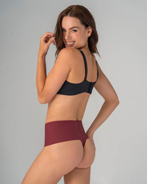 Calzón faja colaless con fajón ancho de control fuerte tiro alto#color_382-vino