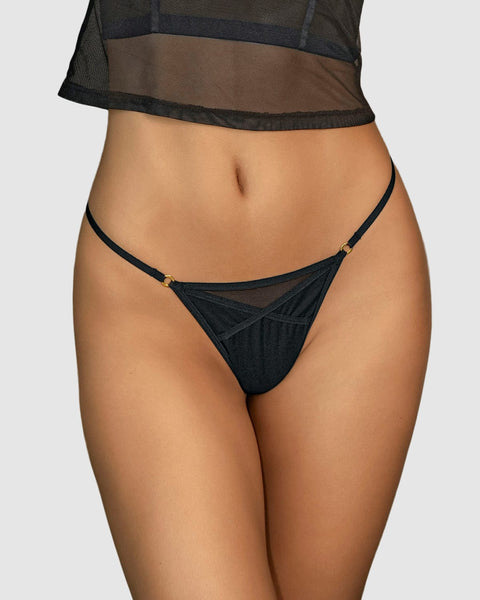 Tanga colaless con detalles en tul#color_700-negro