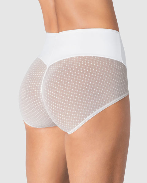 Calzón clásico de control fuerte en abdomen, glúteos en tul#color_000-blanco