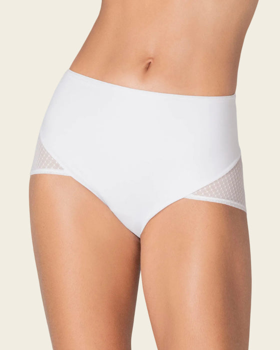 Calzón clásico de control fuerte en abdomen, glúteos en tul#color_000-blanco