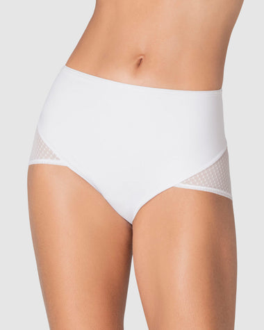 Calzón clásico de control fuerte en abdomen, glúteos en tul#color_000-blanco