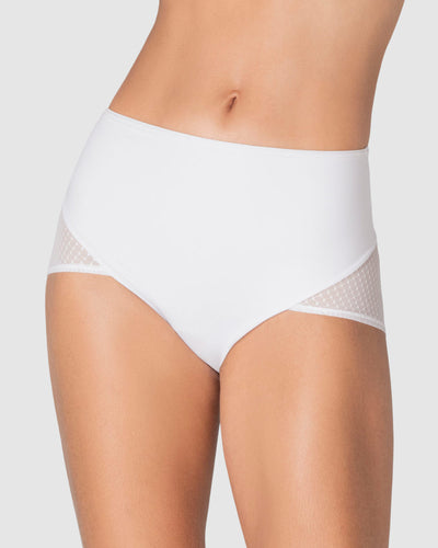 Calzón clásico de control fuerte en abdomen, glúteos en tul#color_000-blanco