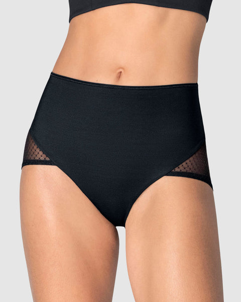 Calzón clásico de control fuerte en abdomen, glúteos en tul#color_700-negro