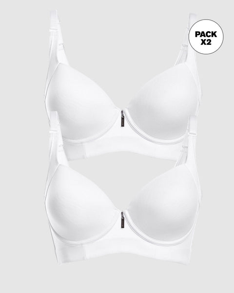 Paquete x2 sostenes de realce suave y cubrimiento alto en sisa y espalda cover bra#color_000-blanco