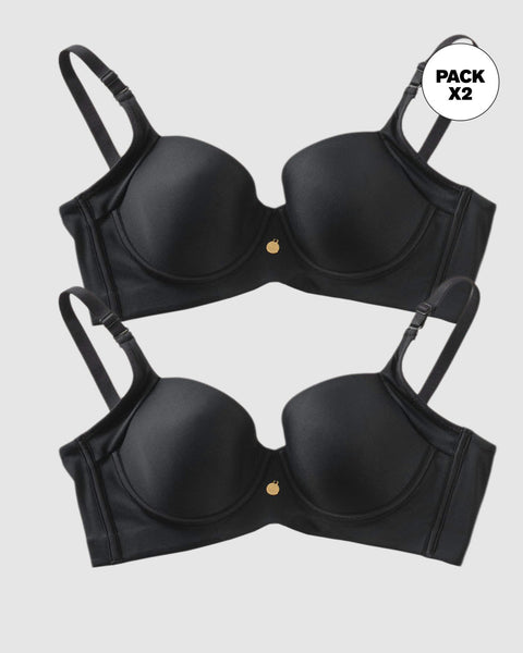 Paquete x2 sostenes de realce suave y cubrimiento alto en sisa y espalda cover bra#color_700-negro