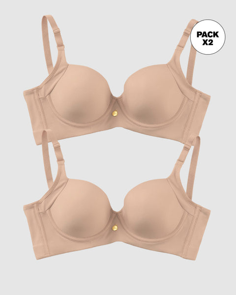 Paquete x2 sostenes de realce suave y cubrimiento alto en sisa y espalda cover bra#color_802-cafe-claro