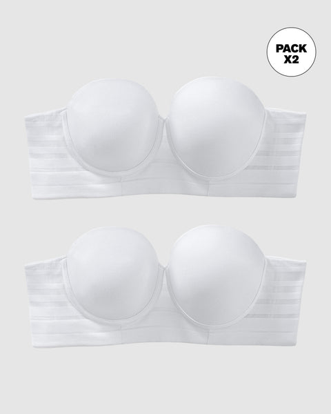 Paquete x2 sostenes tipo bustier support strapless#color_000-blanco