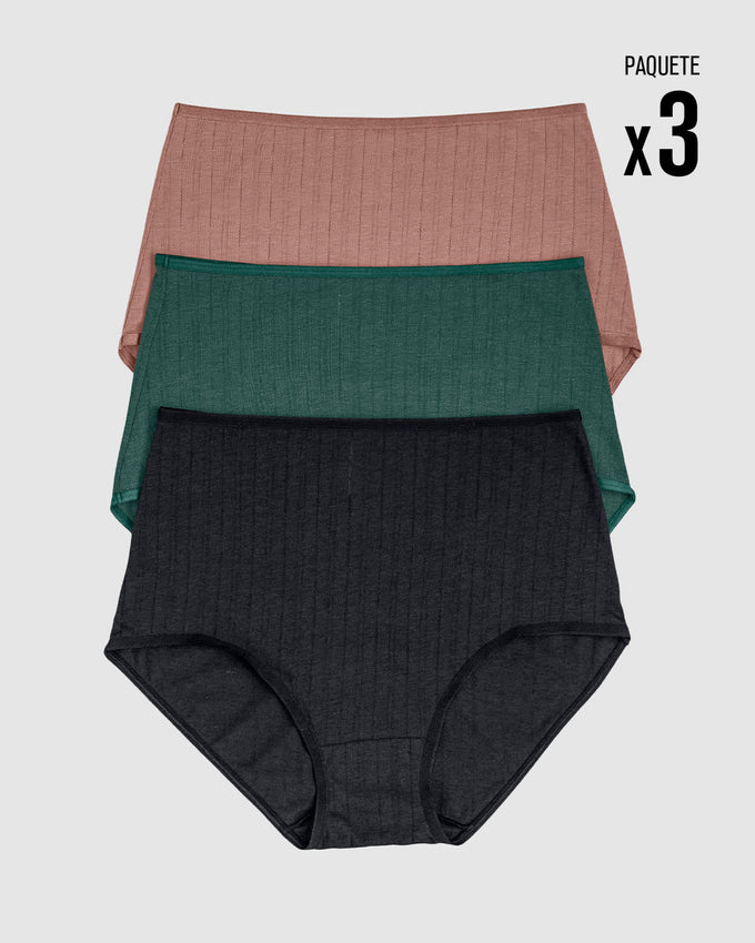 Paquete x3 panties clásicos con excelente cubrimiento#color_s22-verde-negro-salmon