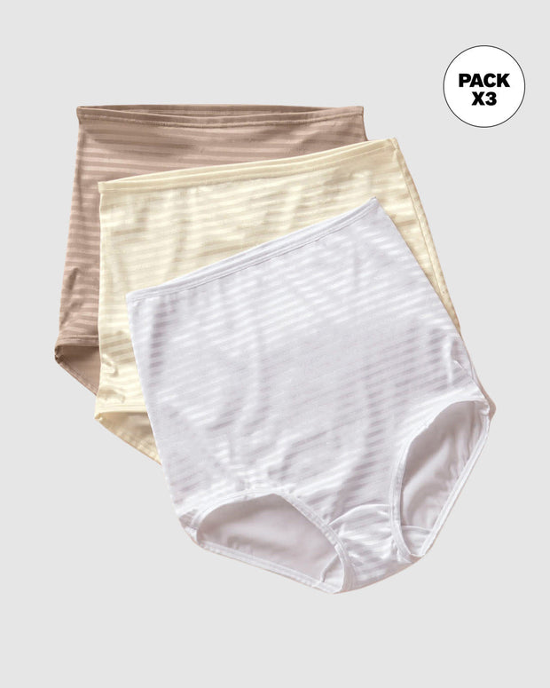 Paquete x 3 calzones clásicos con máximo cubrimiento#color_s06-cafe-blanco-marfil