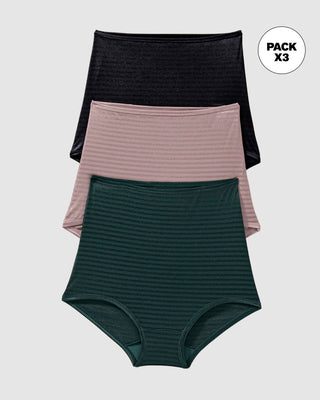 Paquete x 3 Calzones Clásicos con Máximo Cubrimiento#color_s28-rosa-palido-verde-oscuro-negro