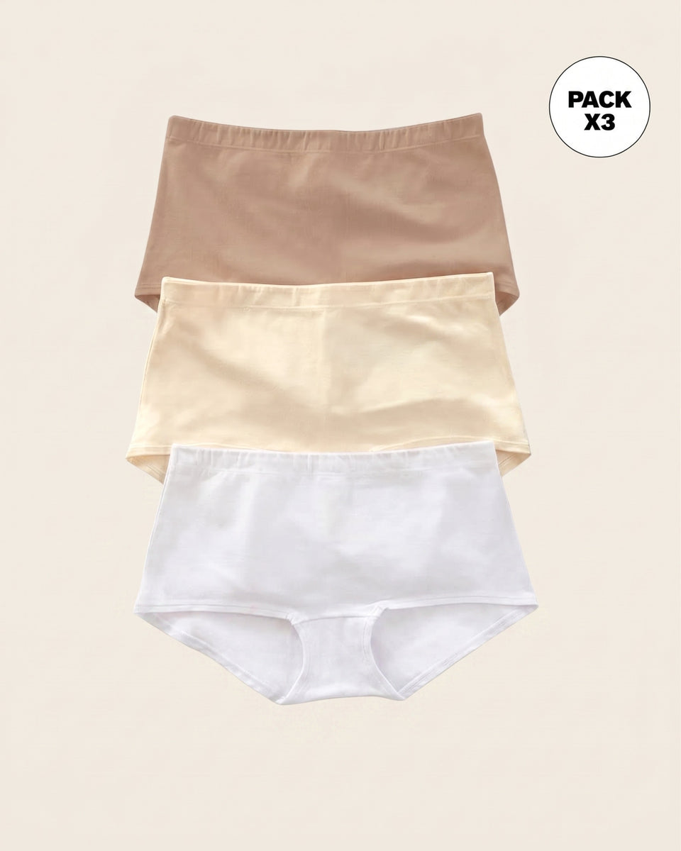 Paquete x 3 cómodos calzones estilo boxers en algodón elástico