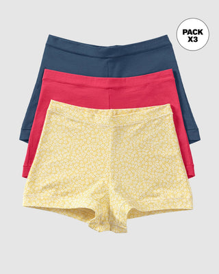 Pack x 3 bóxers con algodón elástico#color_s39-fondo-amarillo-estampado-coral-azul