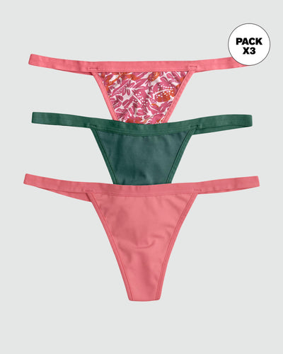 Pack x 3 tangas colaless de tiro bajo#color_s45-estampado-flores-verde-rosado