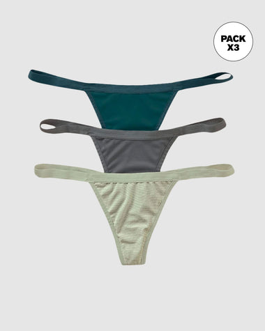 Pack x 3 tangas colaless de tiro bajo#color_s50-verde-claro-estampado-verde-gris