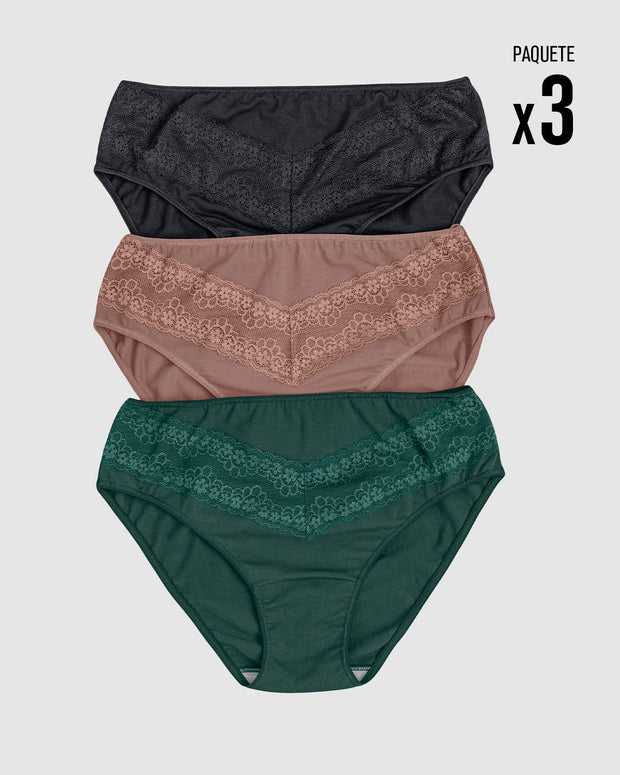 Paquete x3 panties tipo bikini clásicos y confortables#color_s27-verde-negro-salmon