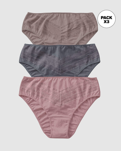 Paquete x 3 Calzones tipo Bikini Clásicos y Confortables#color_s31-palo-de-rosa-gris-claro-gris-oscuro
