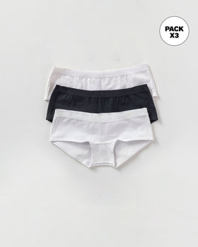 Paquete x 3 boxers semidescaderados en algodón#color_994-negro-blanco