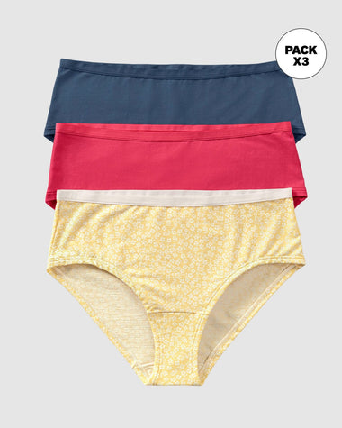Pack x 3 calzones clásicos de máxima comodidad y frescura#color_s36-fondo-amarillo-estampado-coral-azul