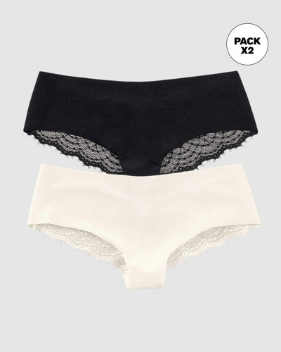 Paquete x2 panties cacheteros descaderados con encaje#color_s39-perla-negro