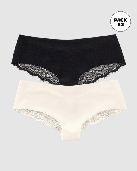 Paquete x2 panties cacheteros descaderados con encaje#color_s39-perla-negro