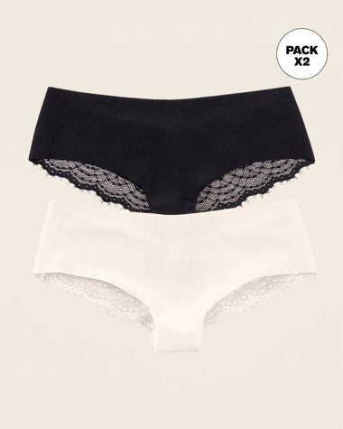 Paquete x2 panties cacheteros descaderados con encaje#color_s39-perla-negro