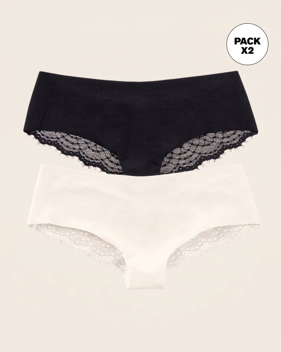 Paquete x2 panties cacheteros descaderados con encaje