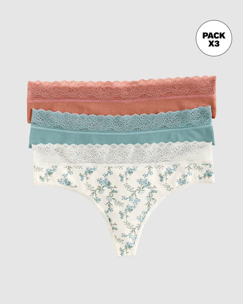 Brasileras paquete x3 en algodón elástico con detalle en encaje#color_s17-estampado-verde-azul-terracota