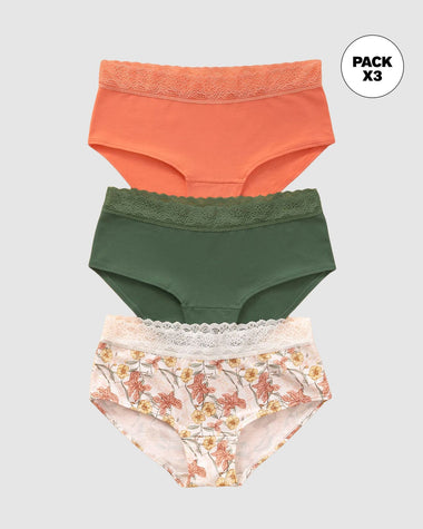 Pack x3 calzones estilo hípster total comodidad#color_s15-naranja-estampado-flores-verde